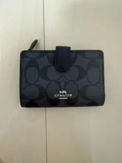 COACH ブラック レザー 二つ折り財布のサムネイル