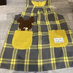 くまのがっこう　チェック柄エプロン クマのポケット付き