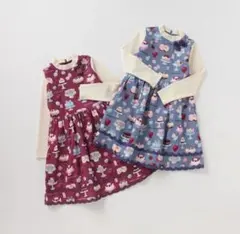 メゾピアノ mezzo piano ケーキ柄　ワンピース 　ワイン　130センチ