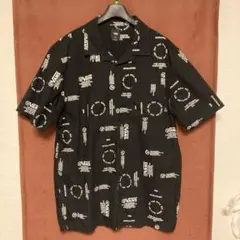 VANS バンズ 総柄シャツ　オープンカラー　黒白　アロハ　スケーター　y2kのサムネイル