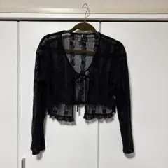 Dazy 黒 レース クロップドカーディガン L