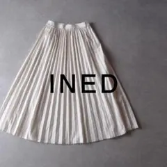 美品 INED 3,3万円 総刺繍のプリーツスカート 白 ロングスカート イネド