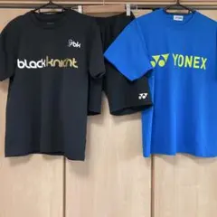 YONEX青black knight 黒TシャツとYONEX黒ハーフパンツ