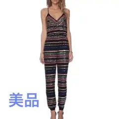 美品　カラフルストライプオールインワン
