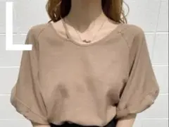 しまむらTOMO バルーンスリーブブラウス　茶L