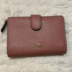 COACH 二つ折り財布　ベージュ／ピンク