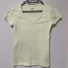 TOMMY HILFIGER Vネック Tシャツ ライトイエローのサムネイル