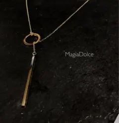 5730●ゴールドネックレス マンテルネックレス 華奢ステンレスネックレス