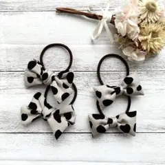 ❁【新作】ダルメシアン柄のリボンsetヘアゴム❁