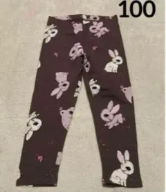 ☆新品☆H&M レギンス　パンツ♡バニー&バード♡ダークモーブ　裏起毛　100①