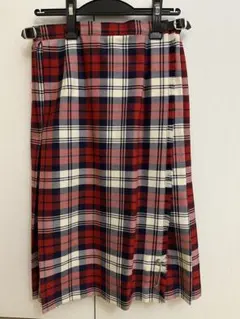 チェック柄プリーツ巻スカート