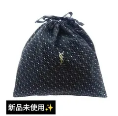 新品未使用 YSL イヴサンローラン 巾着ポーチ ブラック ゴールド 非売品のサムネイル