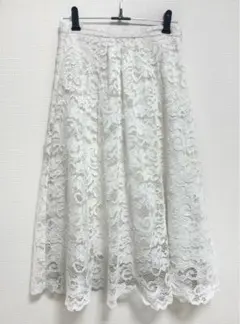 JUSGLITTYジャスグリッティー 総レース フレアスカート ホワイト M 2のサムネイル