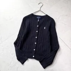 ポロラルフローレン ケーブル カーディガン 130 ネイビー 胸ロゴ ホース