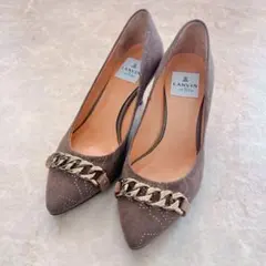 ランバンオンブルー スエード 星柄 23.0cm 茶 ゴールド レディース