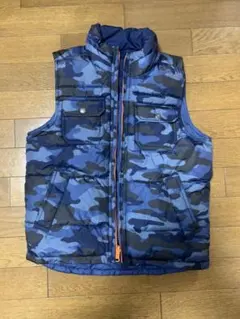 GapKids ギャップキッズ リバーシブル 中綿ベスト ブルー 迷彩