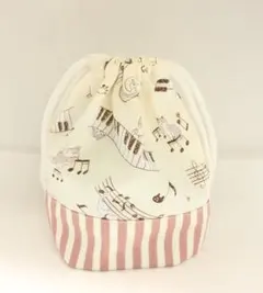 no.210 コップ袋 巾着 ✾ ハンドメイド ネコ ピアノ 音符 ピンク