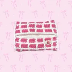 ティッシュケース チェック柄 アフガン編み さくらんぼ ハンドメイドのサムネイル