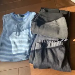 UNIQLO 150サイズ 黒 グレー パンツ、スパッツ S長袖シャツS３点記名