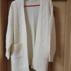 COLZA　アイボリー ケーブルニットカーディガン　L