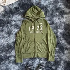 【y2k】ホリスター ジップアップ パーカー ビッグロゴ オリーブ L 古着