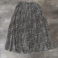 黒と白のヒョウ柄ダルメシアン柄ロングスカート Mサイズ