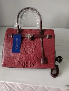 RODANIA 赤 クロコダイル風 ハンドバッグ