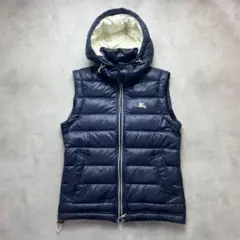 美品 バーバリーブラックレーベル ホワイトグースダウンベスト ホースロゴ 光沢M