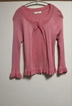 PINORE ピンク リブ編み カーディガン ピノーレ　レディース　美品