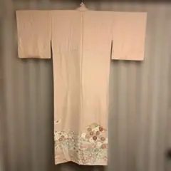 正絹袷色留袖 ベージュ 花柄刺繍メインの慶長文様