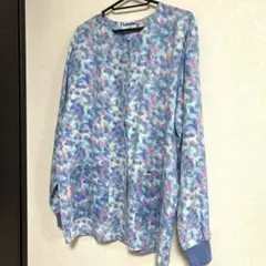 US古着Landau 長袖シャツ　ノーカラー　レディースM