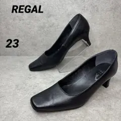 REGAL リーガル レザー 冠婚葬祭 パンプス スクエアトゥ オフィス 黒のサムネイル