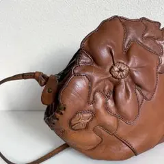 美品！イビサ ショルダーバッグ 花柄 パッチワーク レザー IBIZA 本革