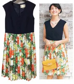 新品 Chesty 切替 花柄 プリーツ スカート ワンピース 1