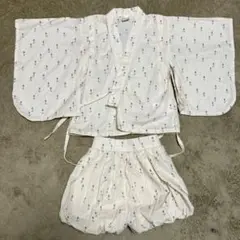 花柄 甚平セット 95cm 綿100% 白　お祭り　チューリップ