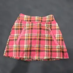 ピンク系　チェック柄スカート　スカパン
