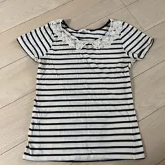 お値下げ！ローリーズファーム　ボーダーTシャツ　レース♡のサムネイル
