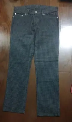 ブロックチェック　カプリパンツ　黒　グレー