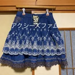 デニム　ミニスカート　刺繍