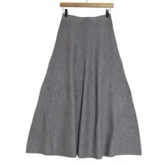 リエディ　ニット フレア ロングスカート　ウエストゴム　グレー　M