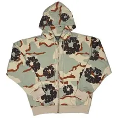 デニムティアーズ フラワープリント カモ ジップアップパーカー カーキ S
