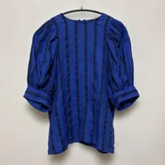JOURNAL STANDARD リネンブラウス ブルー パフスリーブ