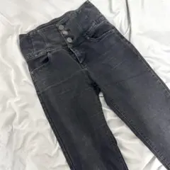 デニム　スキニーパンツ　ハイウエスト　ジーンズ　黒　ブラック