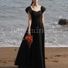 前撮り　黒　ドレス　パーティー　お色直し　披露宴　街撮り　二次会　セルフフォト