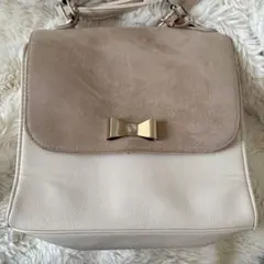 INGNI ベージュホワイトリボンショルダーバッグ