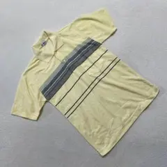 ポロシャツ 半袖 イエロー ボーダー 胸ポケット メンズ カジュアル Mサイズ