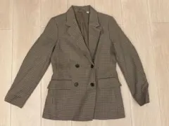 【美品】GU ジーユー　ダブルブレストチェックジャケット　Sサイズ