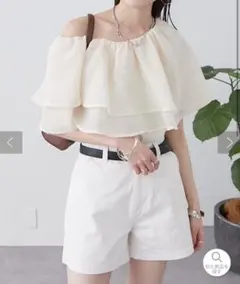シアーフリルオフショルブラウス