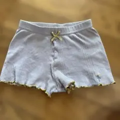 オーバーパンツ　カバーパンツ　フリル付きグレー花柄パンツ