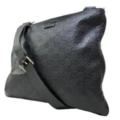 GUCCI ディアマンテ GG柄 レザー ショルダーバッグ 黒 大判